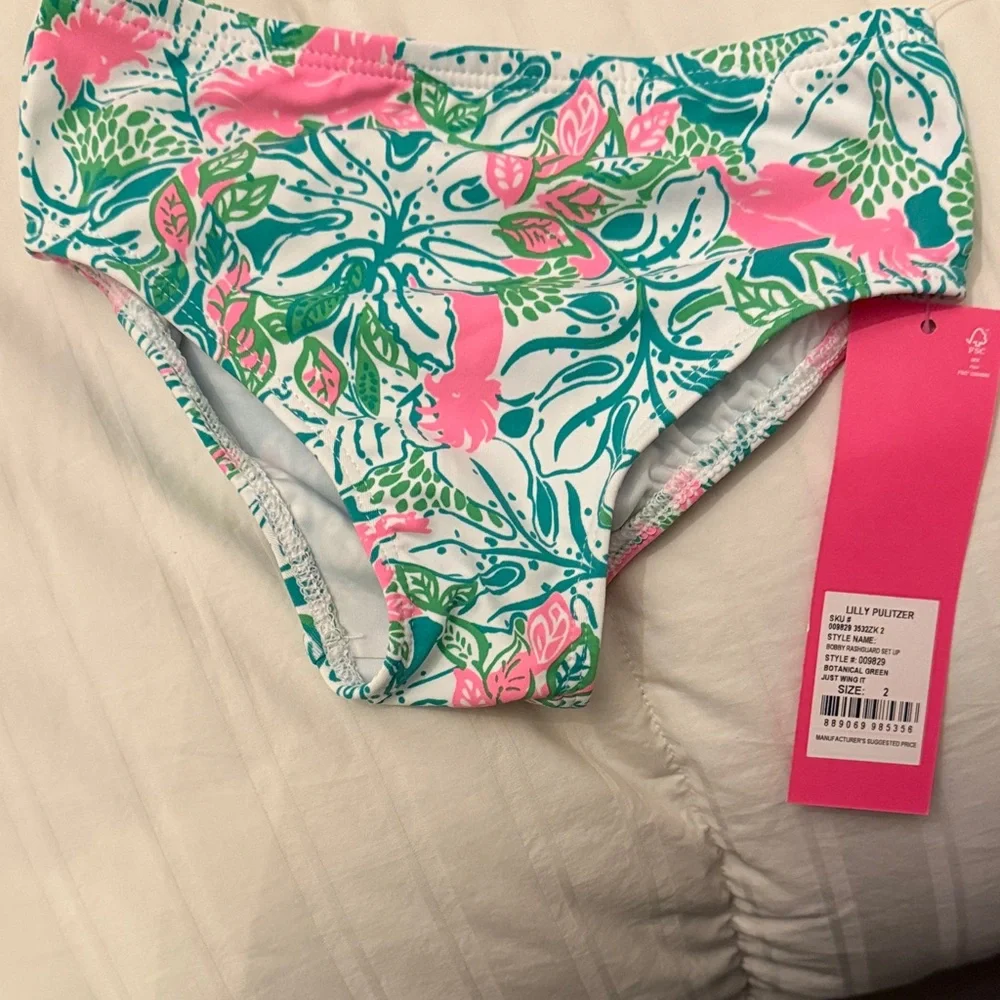 Lilly Pulitzer Girls' Pink & Green Hooded Floral Rashguard